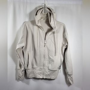 Old Navy Active cream colored hooded jacket  women's M  #1309